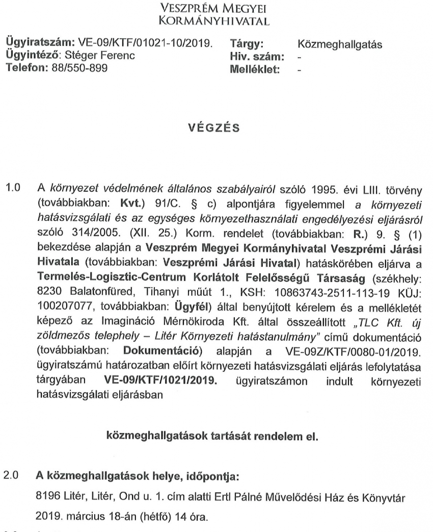 Közmeghallgatás 2019.03.18. 14.00 óra