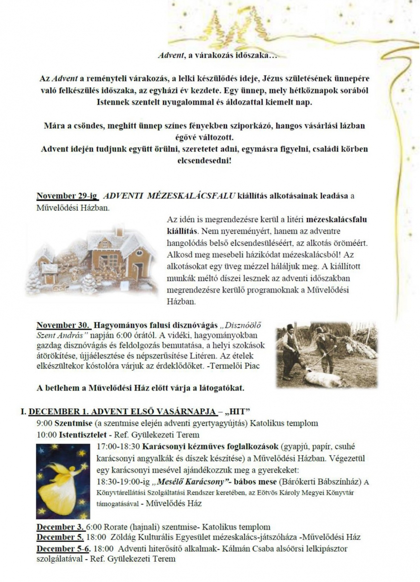 Decemberi programok Litéren!