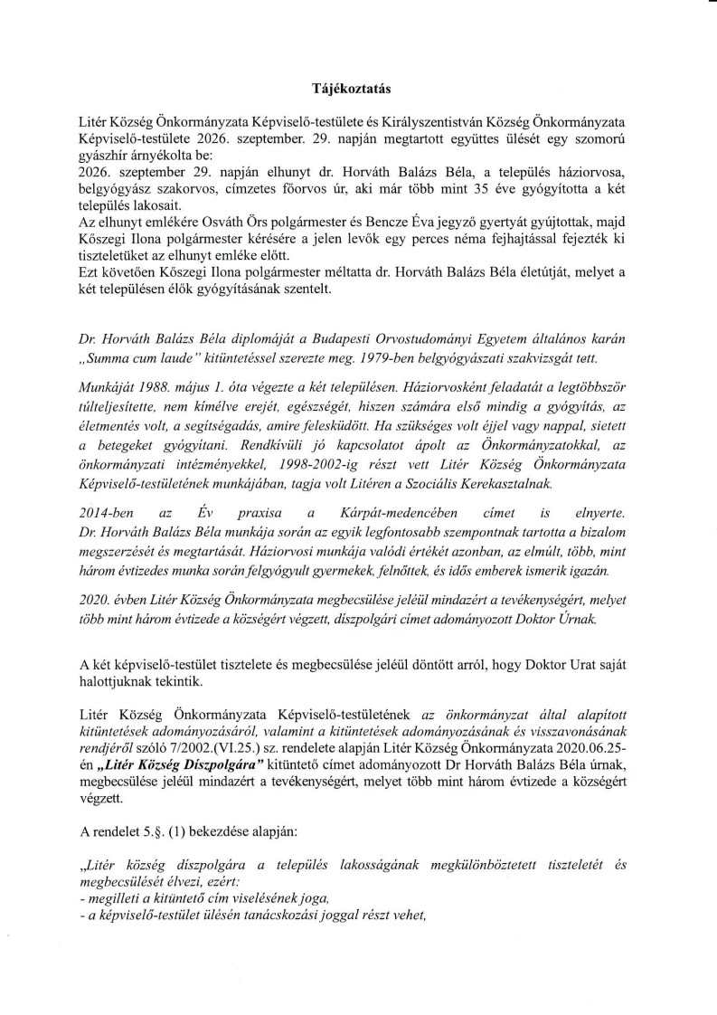 Tájékoztatás