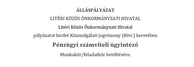 Álláspályázat - Pénzügyi-számviteli ügyintéző!