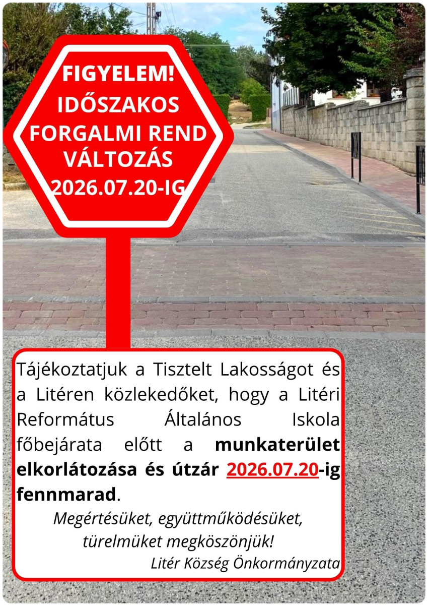 Tájékoztató forgalmi rend változásról!
