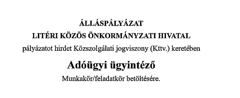 ÁLLÁSPÁLYÁZAT - Adóügyi ügyintéző!