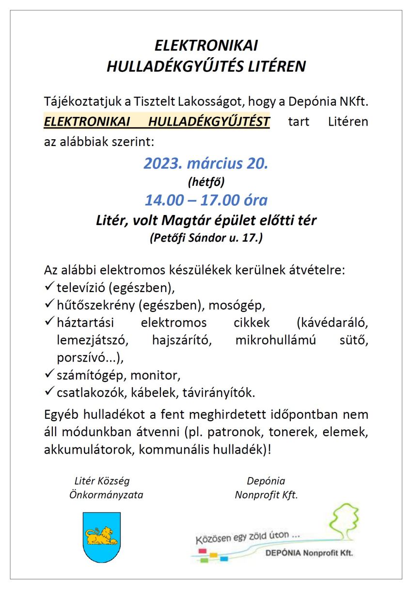 E-hulladékgyűjtés - 2023.03.20.