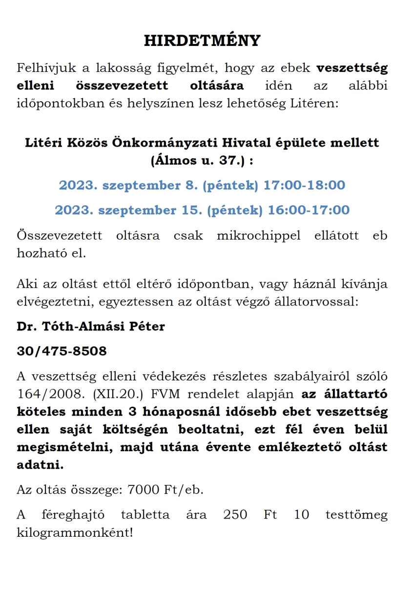 Összevezetéses eboltás Litéren!