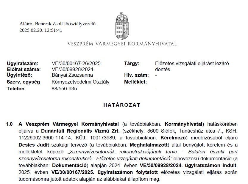 Előzetes vizsgálati eljárást lezáró döntés