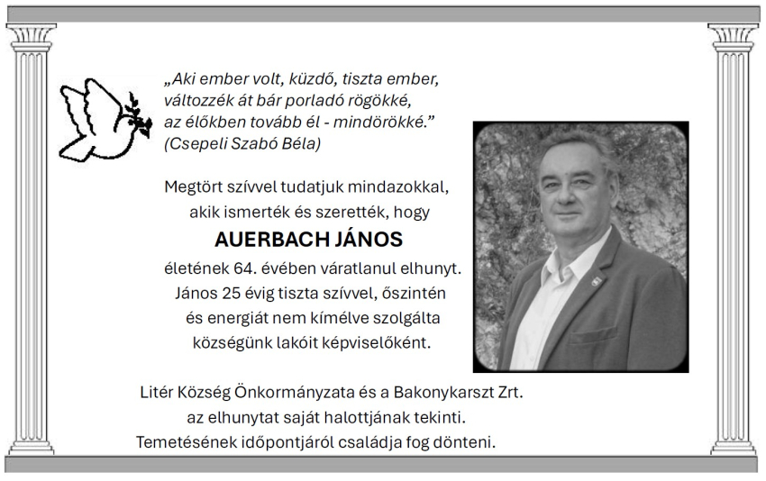 Elhunyt Auerbach János önkormányzati képviselő