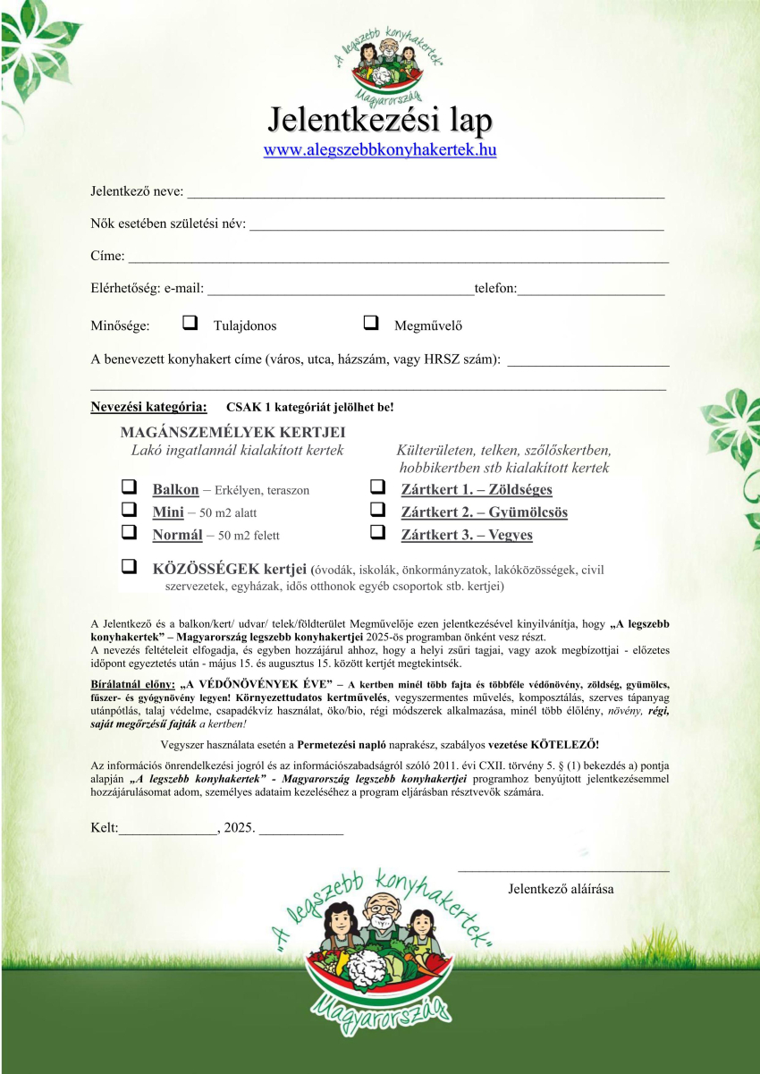 "A legszebb konyhakertek" Program!