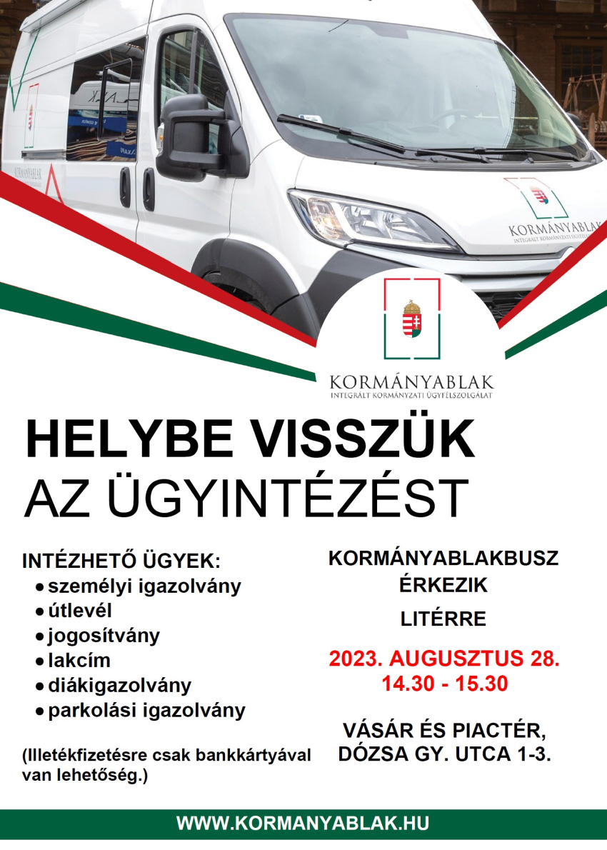 Kormányablak busz Litéren! - 2023.08.28.