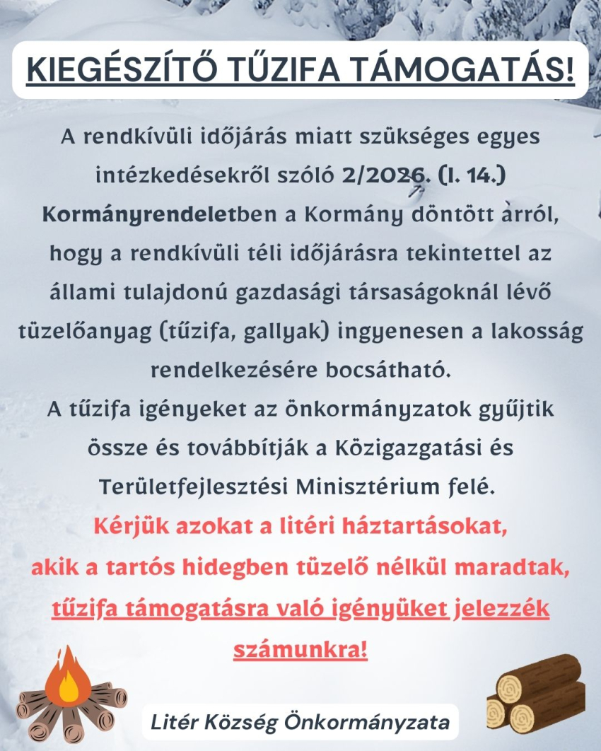 Kiegészítő tűzifa támogatás!
