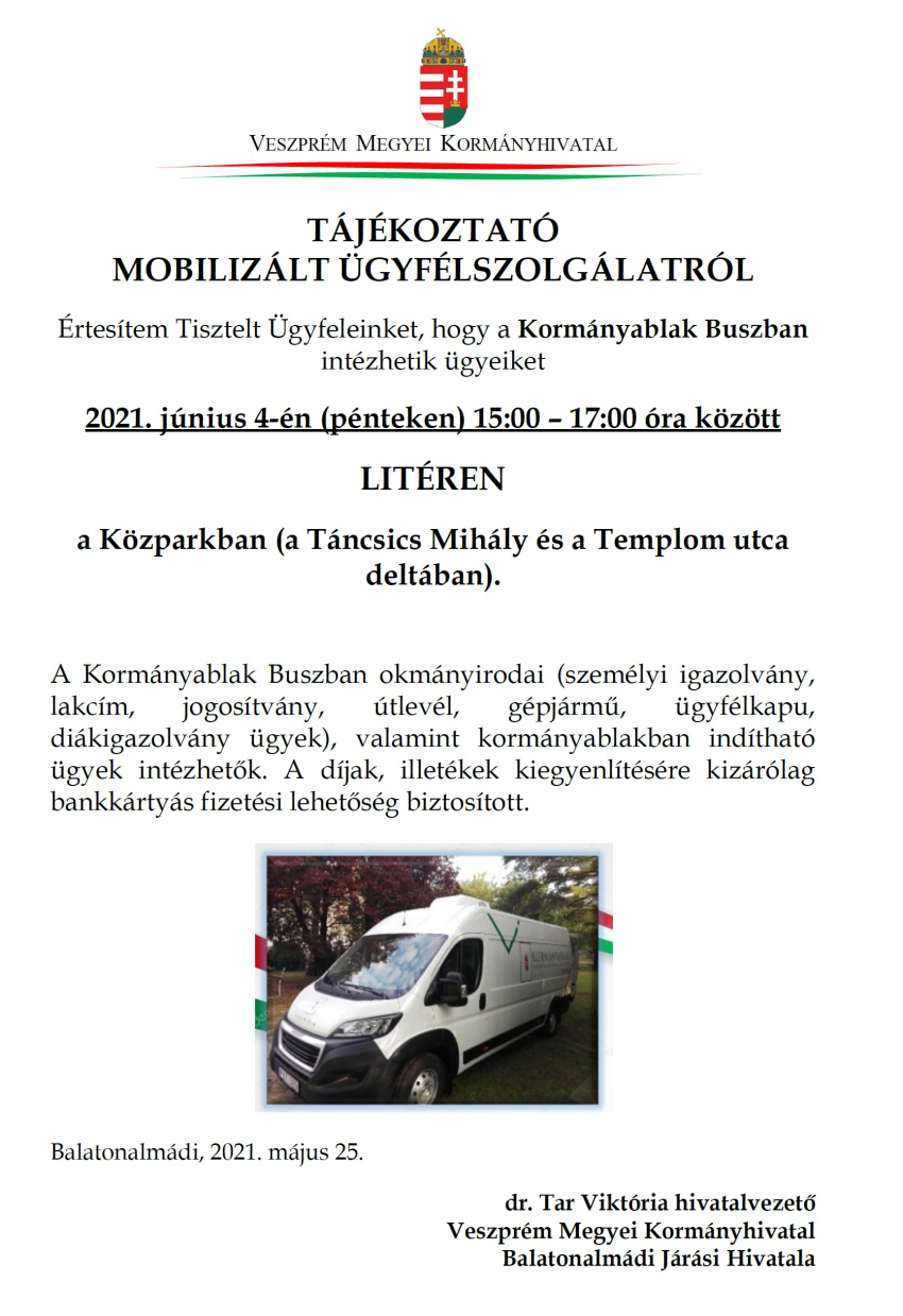 Tájékoztató mobilizált ügyfélszolgálatról!