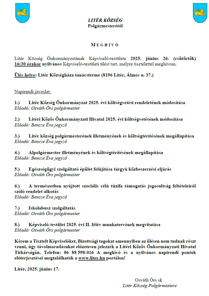 Bizottsági és Képviselő-testületi ülés - 2025.06.26.