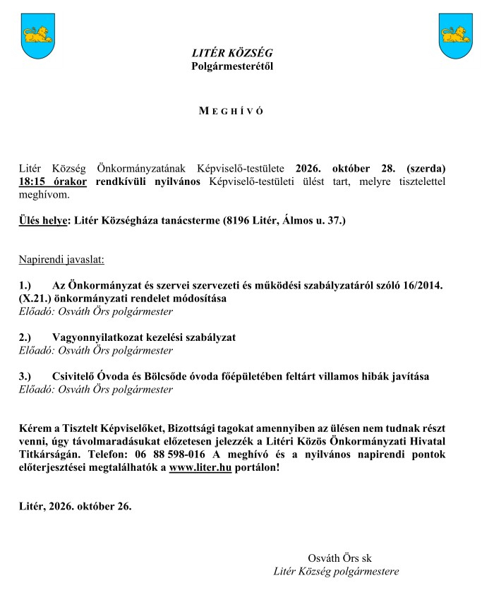 Bizottsági és Képviselő-testületi ülés - 2026.10.28.