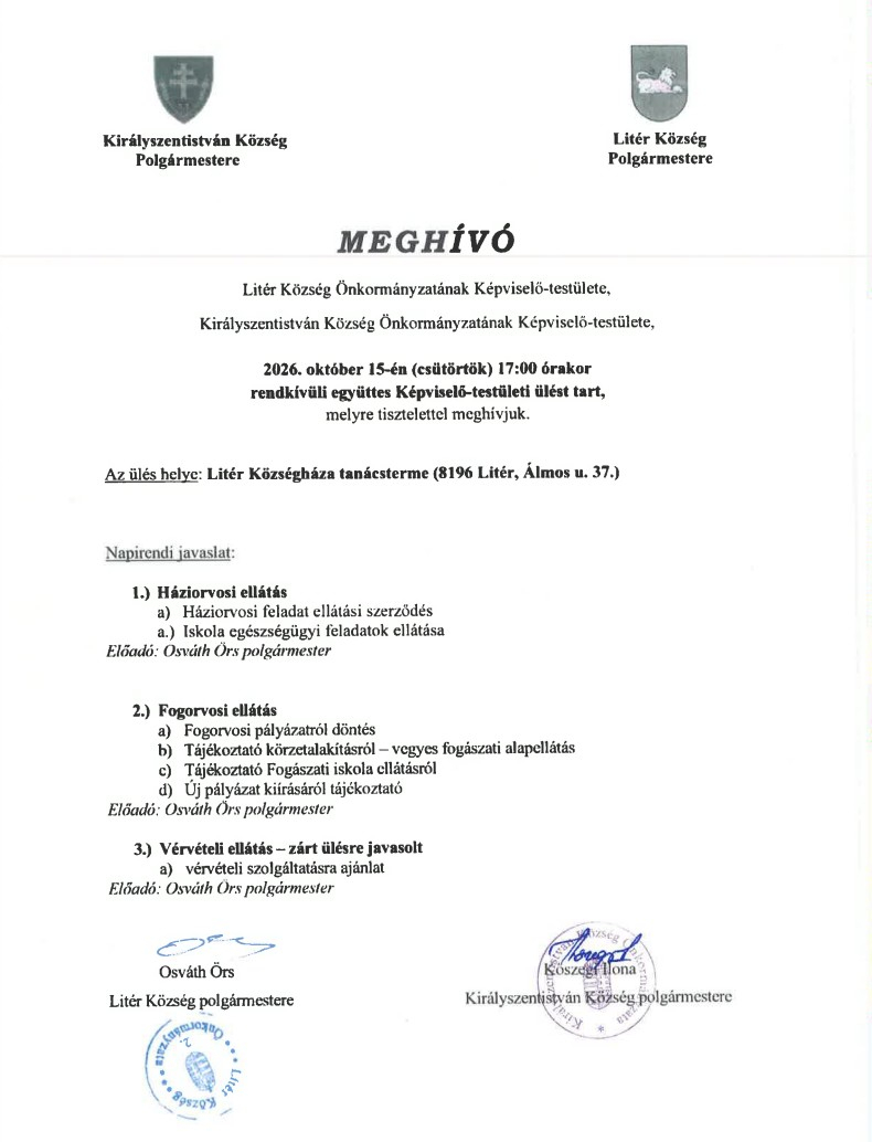 Rendkívüli Képviselő-testületi ülés - 2026.10.15.