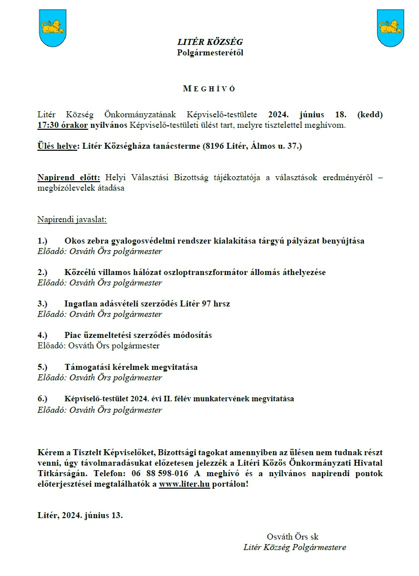 Bizottsági és Képviselő-testületi ülés - 2024.06.18.