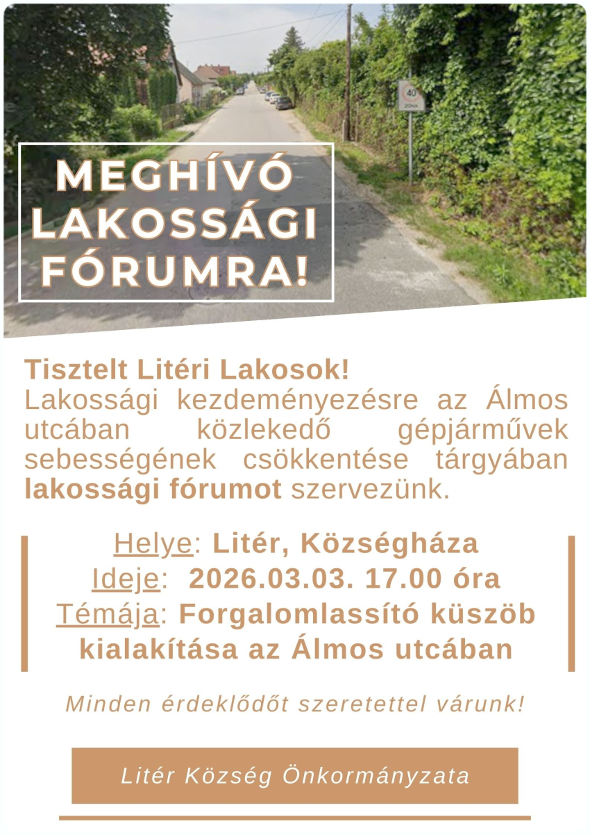 Meghívó lakossági fórumra 2026.03.03. 17.00 óra!