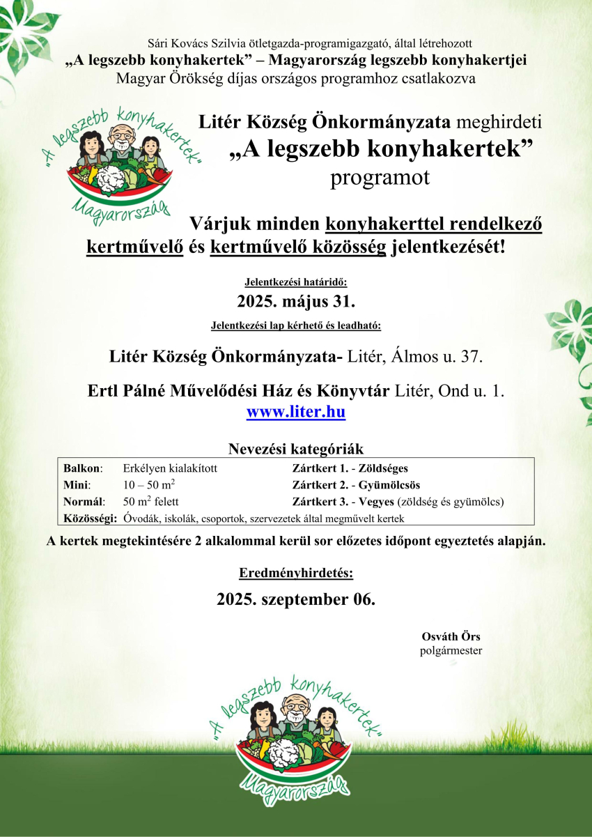 "A legszebb konyhakertek" Program!