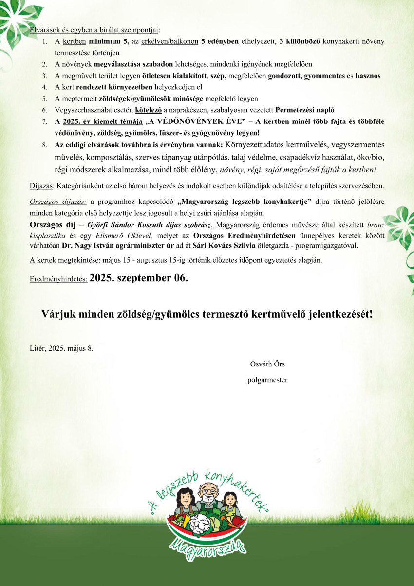 "A legszebb konyhakertek" Program!