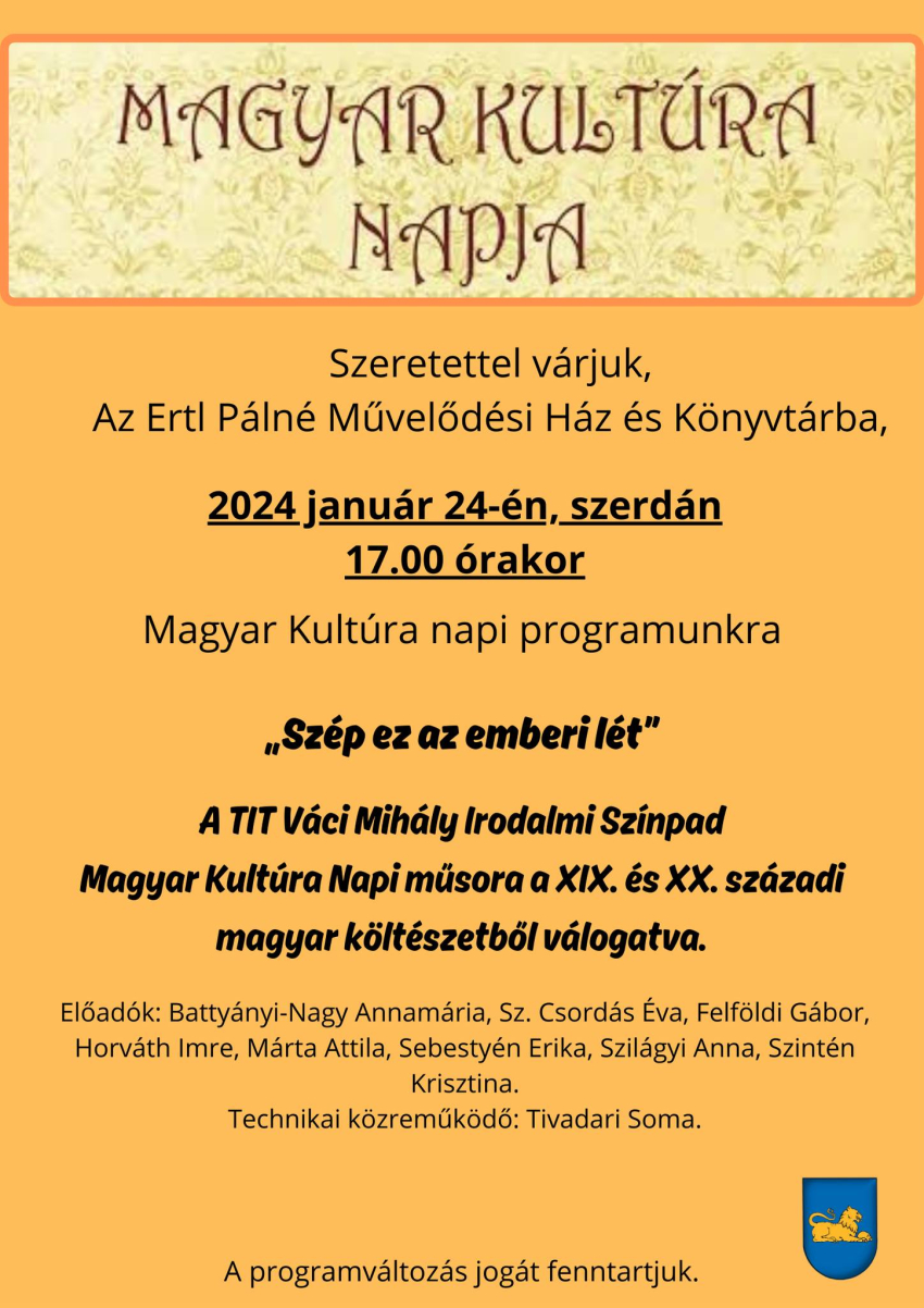 Meghívó - Magyar Kultúra Napja