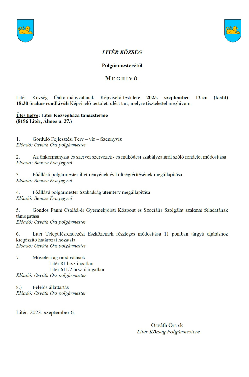 Rendkívüli Képviselő-testületi ülés - 2022.09.12.