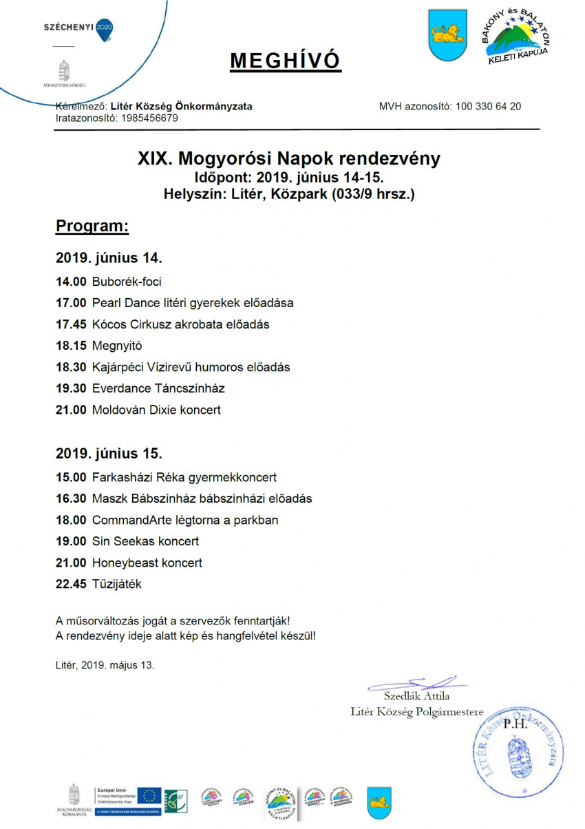 XIX. Mogyorósi Napok rendezvény