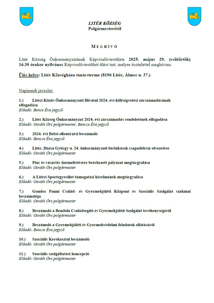 Bizottsági és Képviselő-testületi ülés - 2025.05.29.