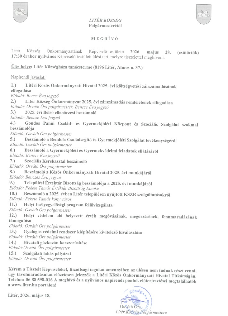 Bizottsági és Képviselő-testületi ülés - 2026.05.28.