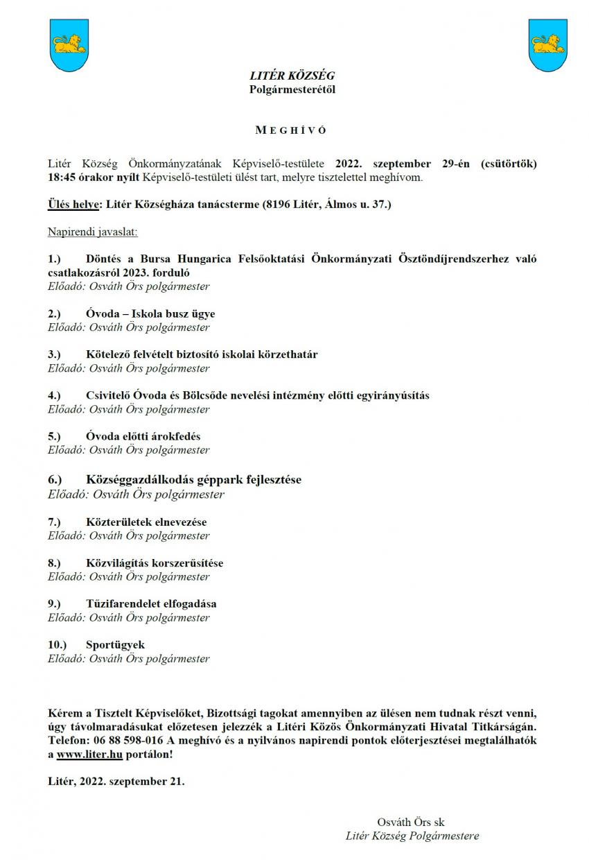 Bizottsági és Képviselő-testületi ülés - 2022.09.29.