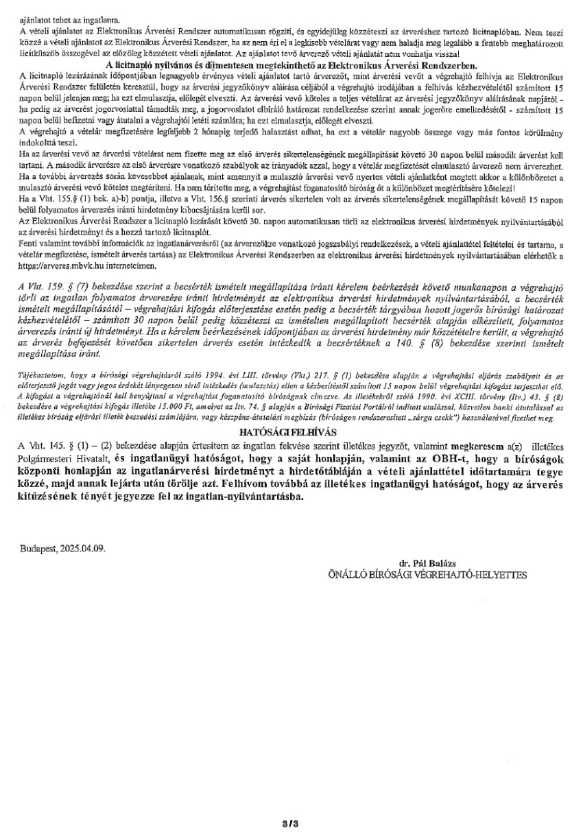 Ingatlanárverési hirdetmény - Litér, Bajcsy-Zs. E. u. 39. 