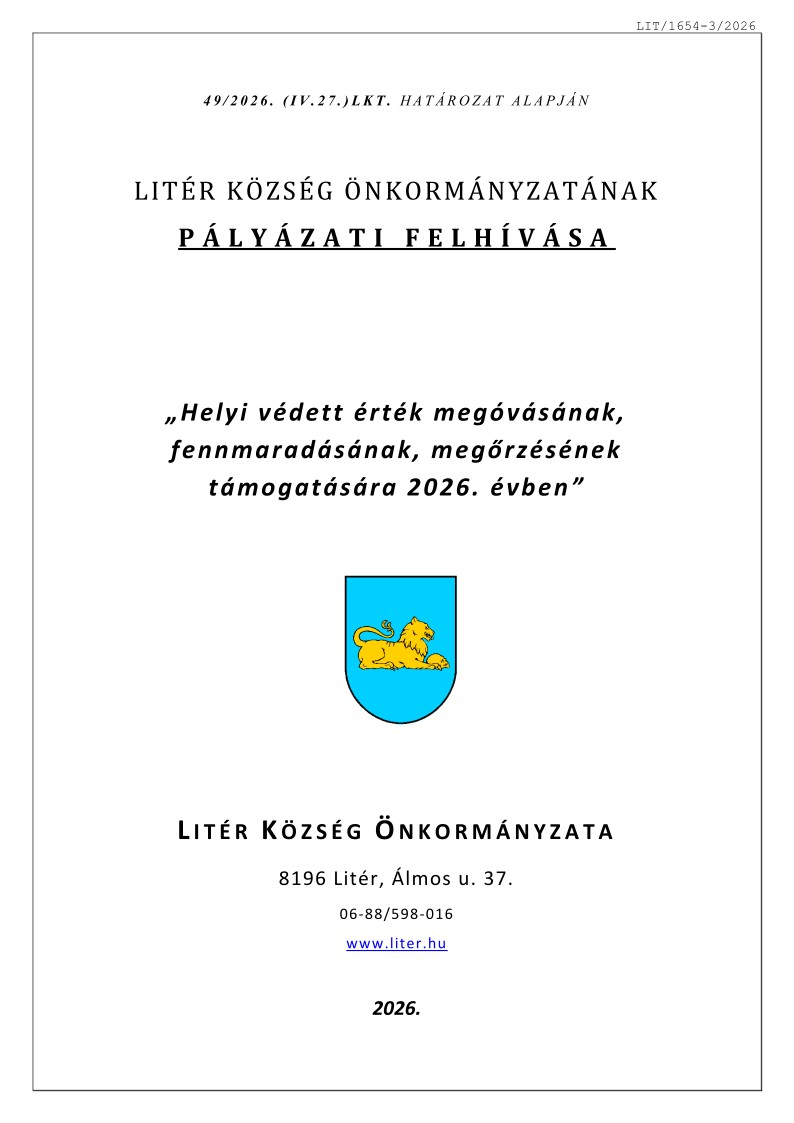 Pályázati felhívás helyi védett érték megóvásának támogatására!