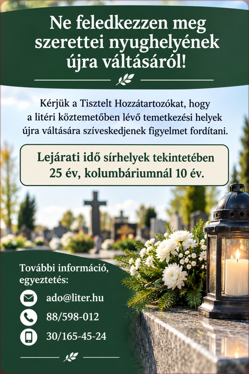 Temetkezési helyek újraváltása!