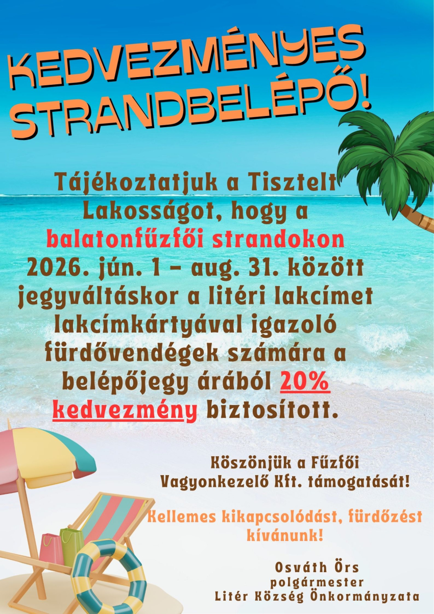 Kedvezményes strandbelépő a balatonfűzfői strandokon!