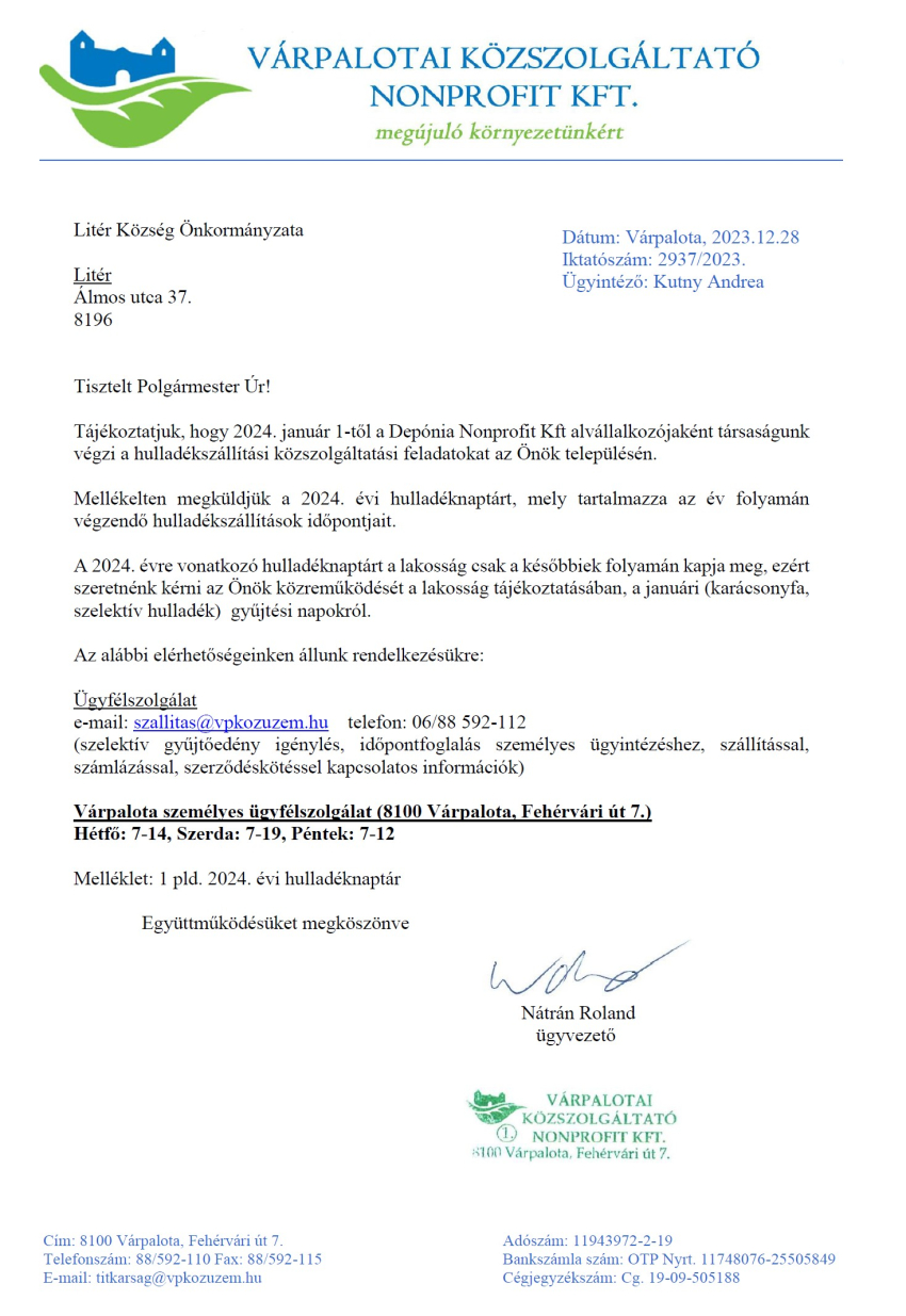 Hulladékszállítás 2024!