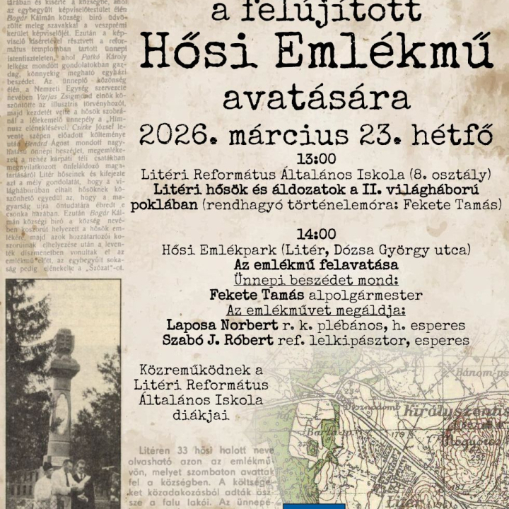 Meghívó rendhagyó történelem órára és a felújított Hősi Emlékmű avatására!