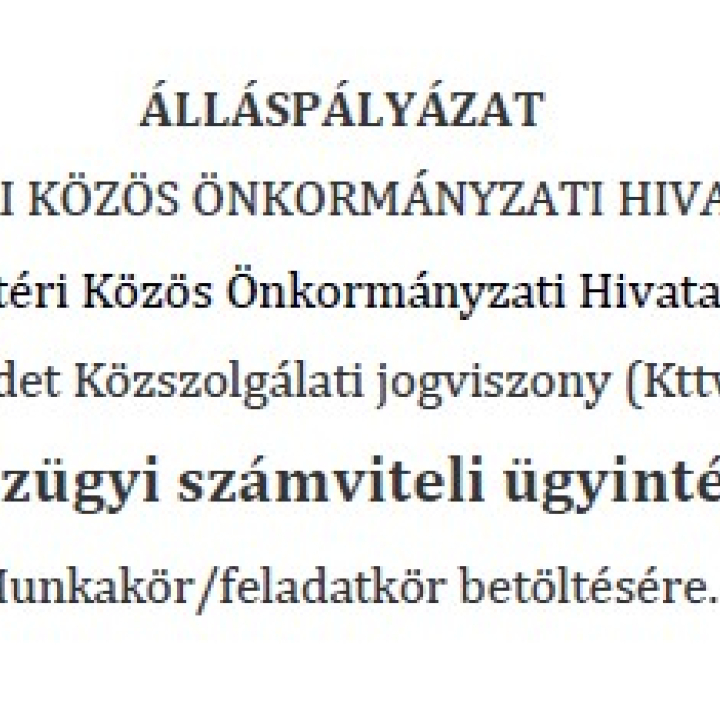 Álláspályázat - Pénzügyi-számviteli ügyintéző!