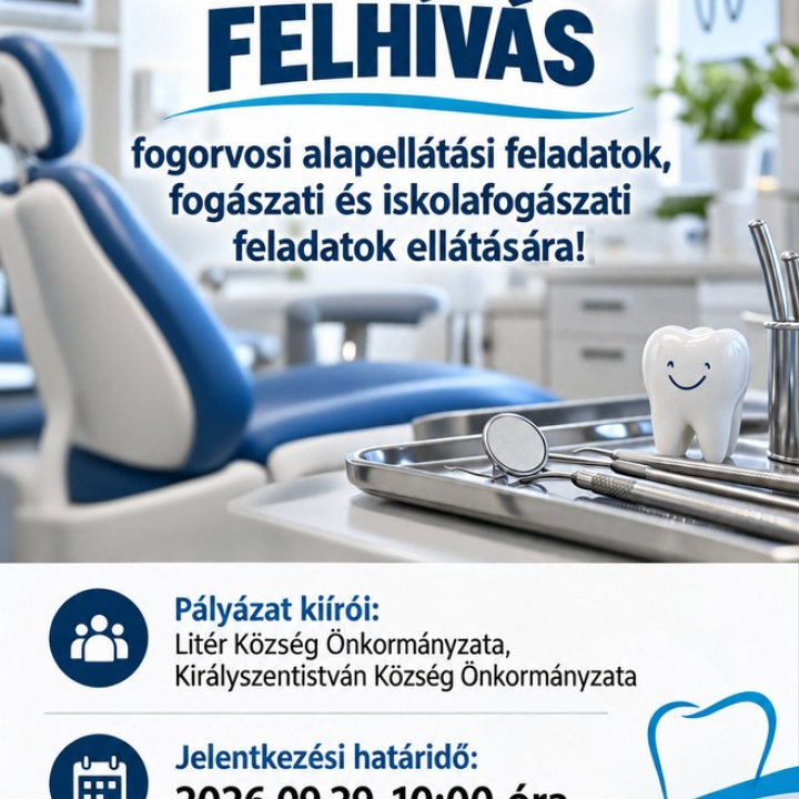 Pályázati felhívás fogorvosi alapellátási feladatok (vegyes körzet), fogászati és iskolafogászati feladatok ellátásra!
