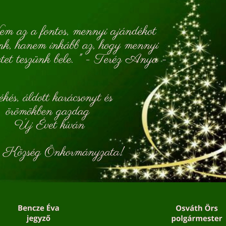 BÉKÉS, ÁLDOTT KARÁCSONYT ÉS ÖRÖMÖKBEN GAZDAG ÚJ ÉVET KÍVÁN LITÉR KÖZSÉG ÖNKORMÁNYZATA!