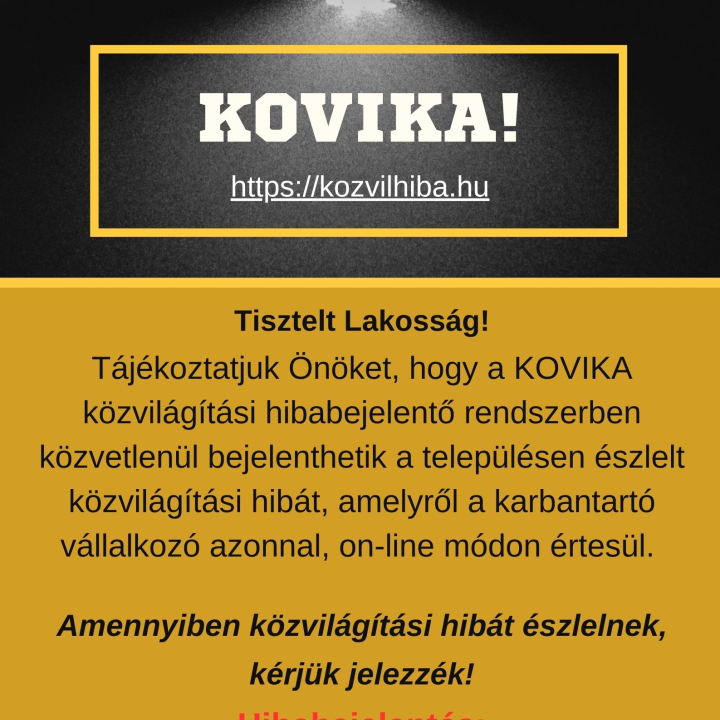 Tájékoztató közvilágítási hibabejelentő portálról!