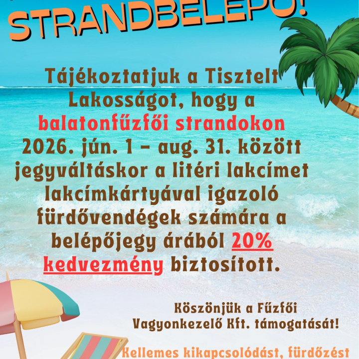 Kedvezményes strandbelépő a balatonfűzfői strandokon!