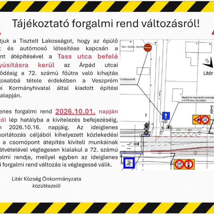 Figyelem - Forgalmi rend változás 2026.10.01-től!