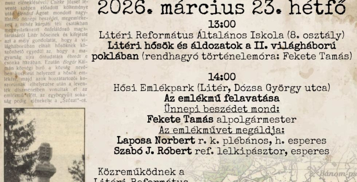 Meghívó rendhagyó történelem órára és a felújított Hősi Emlékmű avatására!