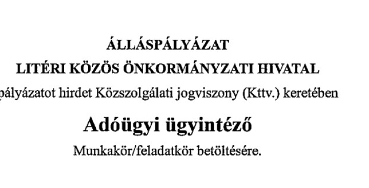ÁLLÁSPÁLYÁZAT - Adóügyi ügyintéző!