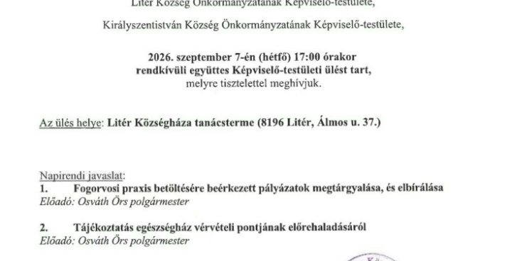 Együttes képviselő-testületi ülés - 2026.09.07.