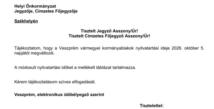 Változik a Kormányablakok nyitvatartása!