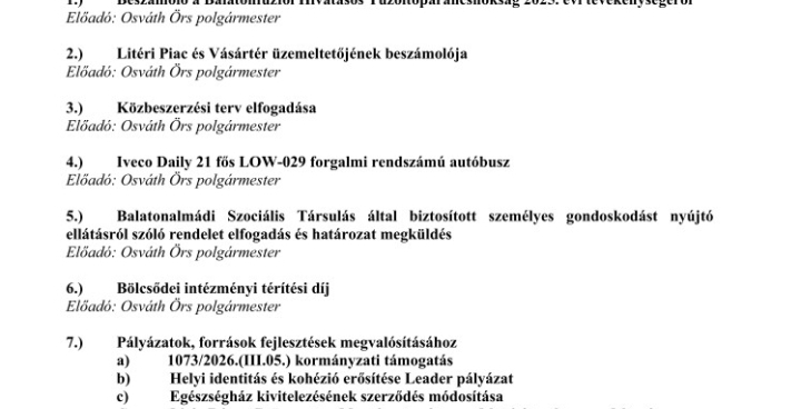 Bizottsági és Képviselő-testületi ülés - 2026.03.26.