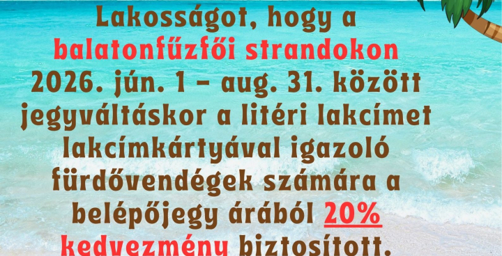Kedvezményes strandbelépő a balatonfűzfői strandokon!