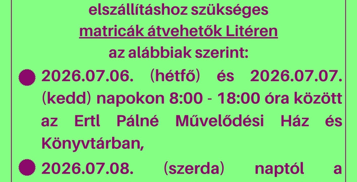 Zöldhulladék gyűjtés és szállítás - Matricák átvétele Litéren!