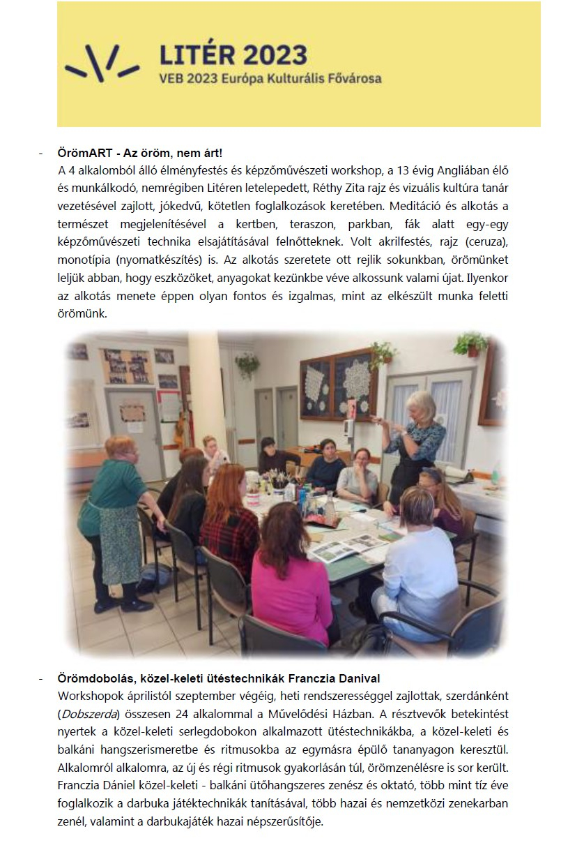 EKF PAJTAPROGRAM: KULTKERT - ÚJ KÖZÖSSÉGI TÉR LITÉREN - Projektbeszámoló