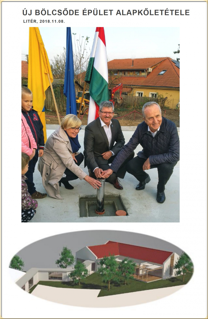 Új bölcsőde épület építése és óvoda bővítése Litéren