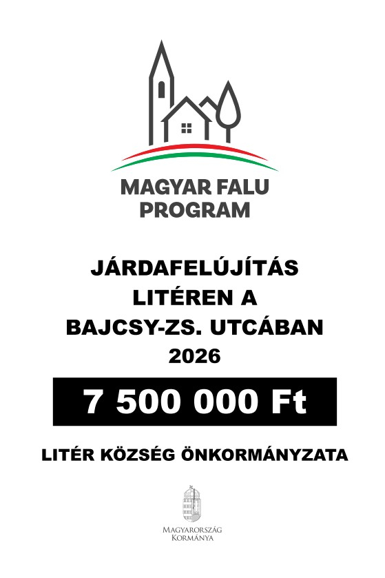 Magyar Falu Program - Járdafelújítás Litéren a Bajcsy-Zs. utcában