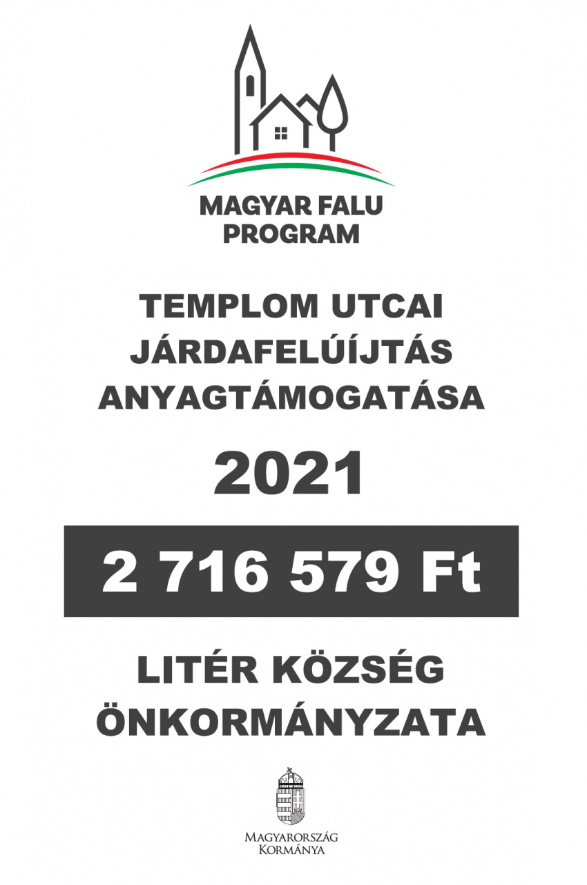 Magyar Falu Program - Templom utcai járdafelújítás anyagtámogatása